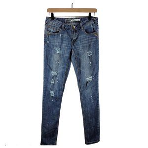 Dollhouse distressed studded straight leg jeans woman's size 9